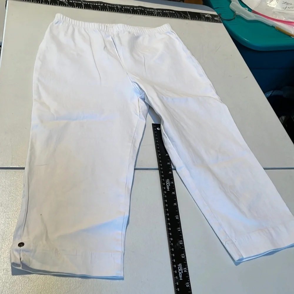 Route 66 size large white cropped stretch flat front elastic waist denim legging - Picture 5 of 12